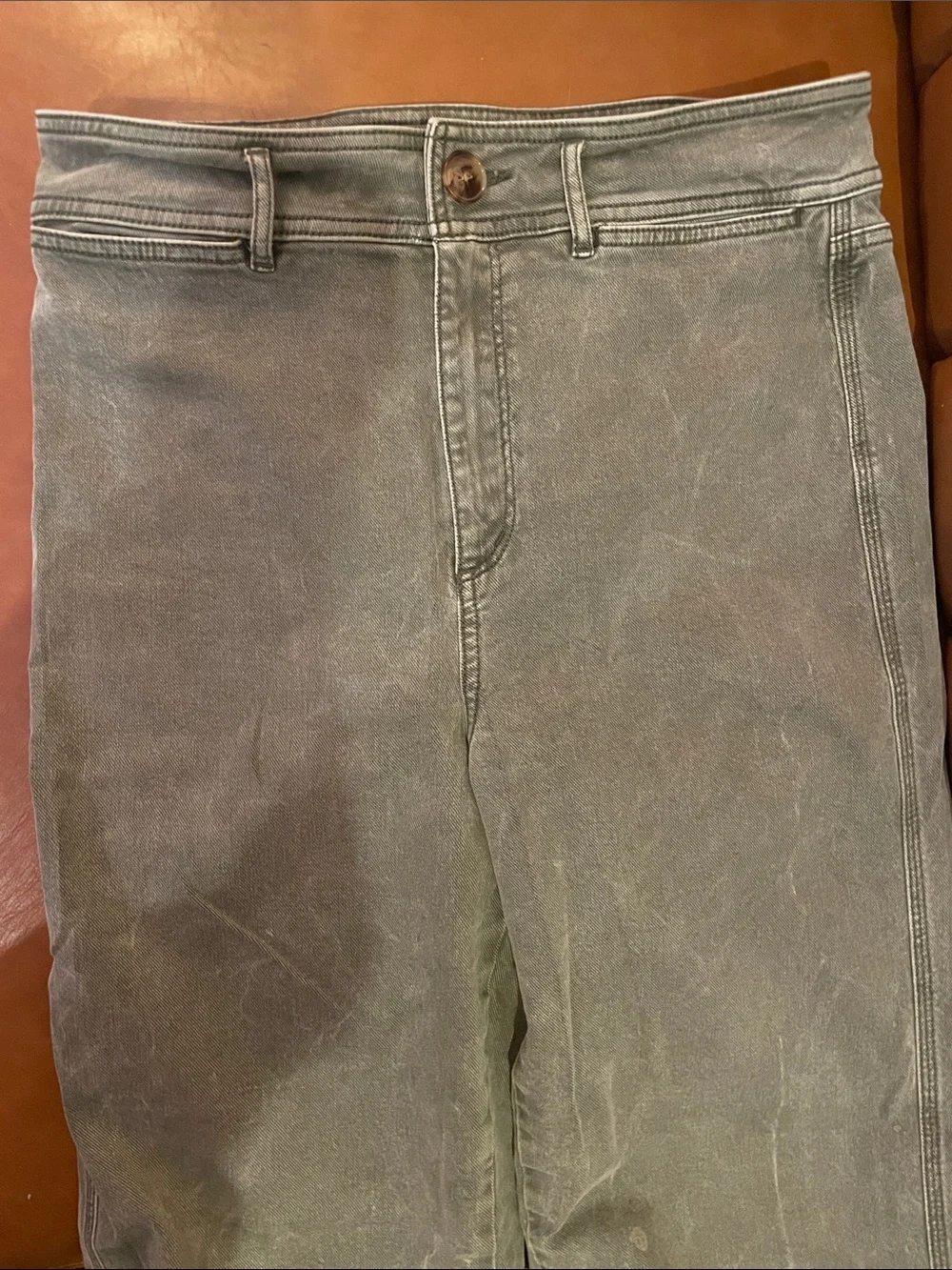 LOFT Sage Green Denim Pants, size 10/30 waist - Picture 3 of 5